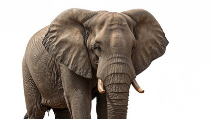 Obraz premium Single elephant standing on a white surface