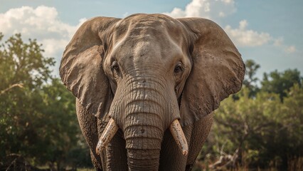Obraz premium Wild African Elephant Observed in Protected Wildlife Area