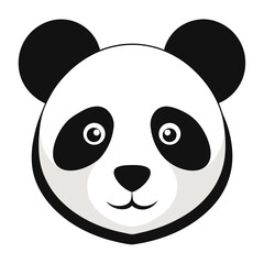 Clean Black and White Panda Head with Geometric Balance and Friendly Expression