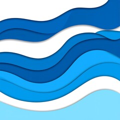 Naklejka premium Abstract layered waves in shades of blue on white background