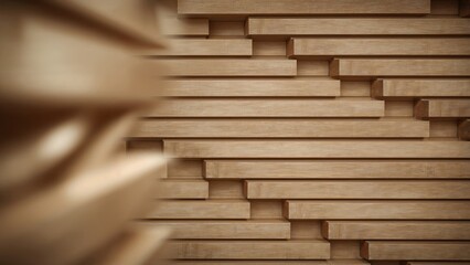 Modern interior background composed of abstract wooden panels