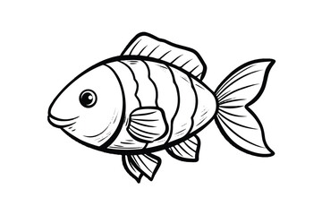 Stylized Fish Illustration with Detailed Lines and White Background Perfect for Childrens Books and Educational Materials