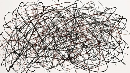 Chaotic scribbles forming an abstract pattern on white paper.