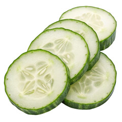 Sliced cucumber isolated on transparent background  
