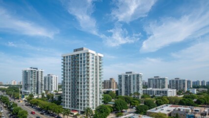 Contemporary residential structure with blurred effect
