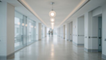 Abstract view of an illuminated corridor with bulb lighting