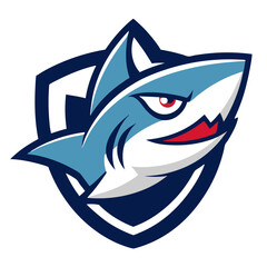 Smooth modern shark badge with curved fins, aggressive eyes, and symmetrical gradient crest