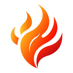 Tribal flame symbol in orange-red gradients, flowing in motion for a fierce and clean vector fire icon