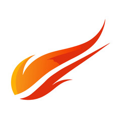 Minimalist fire streak with layered gradients and tapered ends, perfect for racing or gaming vector themes