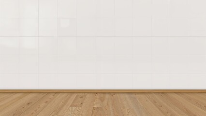 Wooden floor paired with white tile abstract background