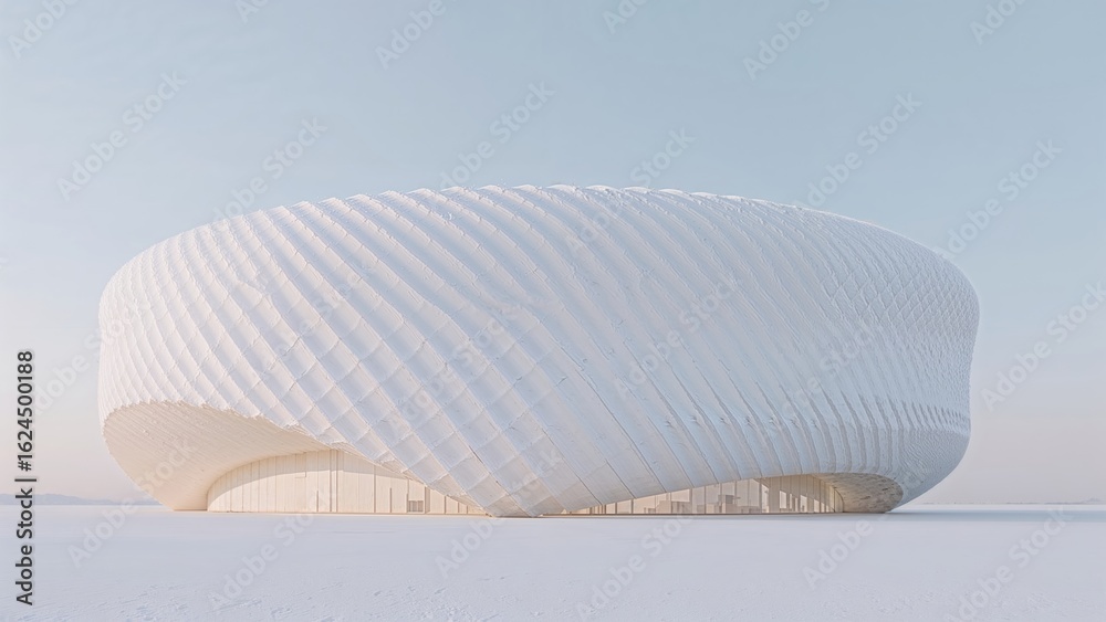 Poster geometric wave pattern on white architectural background