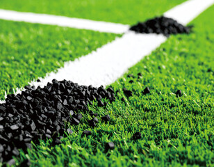 Black Rubber Granules on Artificial Grass Sports Field