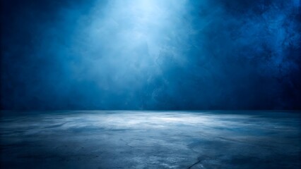 Abstract blue smoky stage with illuminated spotlight background