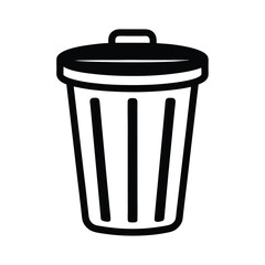 Trash Can With Lid Outline Vector Illustration