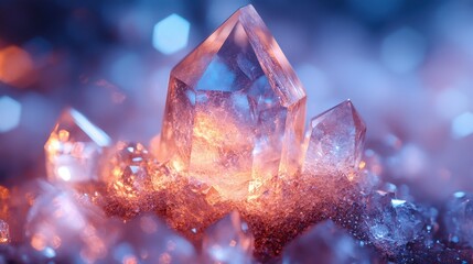 Sparkling Crystals Glowing in Colorful Background