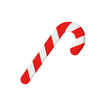 Classic red and white striped candy cane on black background