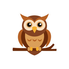 Fototapeta premium Cute cartoon owl perched on a branch illustration