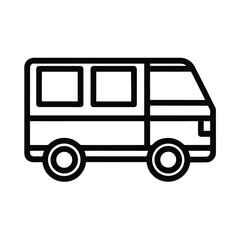 Van With Windows Outline Vector Illustration