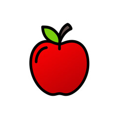 Simple red apple icon with green leaf