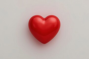 Fototapeta premium Red heart object on grey background, Valentine's Day card design