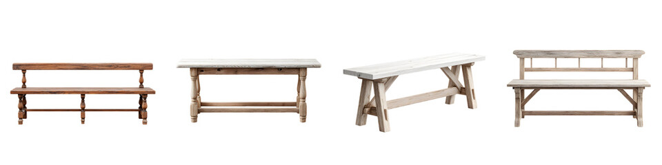 Rustic Wooden Benches Collection: Vintage Style Seating for Interior & Exterior Design