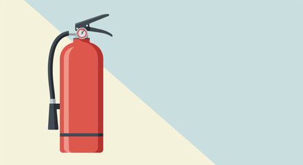 A Red Fire Extinguisher on a Split Background. Safety concept