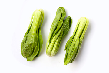 Fresh bok choy on white background.