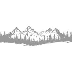 Illustration of Mountain Range Silhouette with Forest
