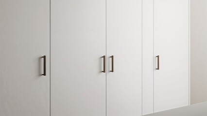 White drawer fronts and cabinet doors equipped with metal pulls