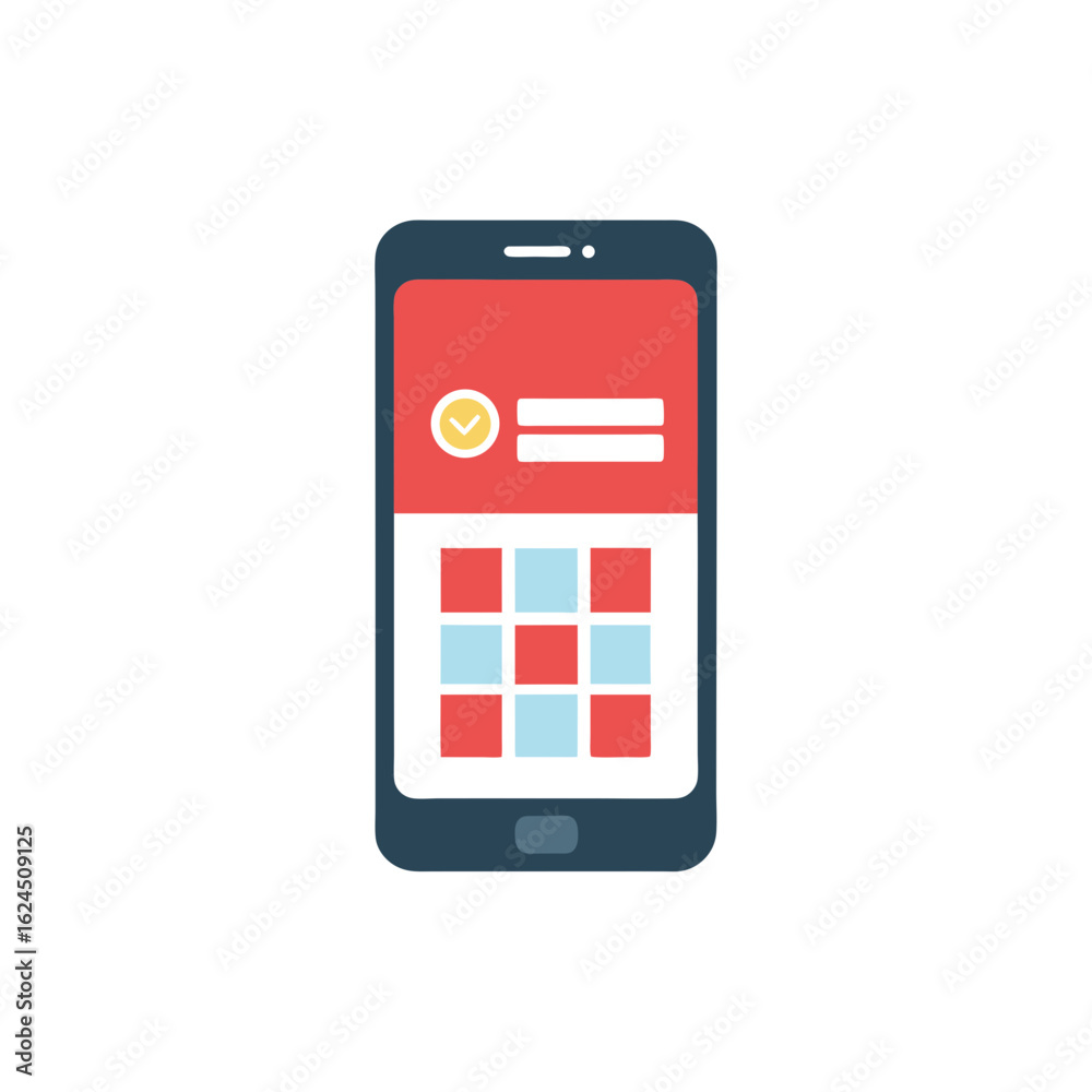 Wall mural mobile application interface with checklist and grid layout