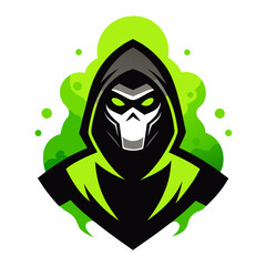 Hazmat Suit Character with Glowing Green Elements and Industrial Vector Iconography