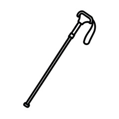 Hiking Stick Outline Minimal Black Line Art Vector Illustration