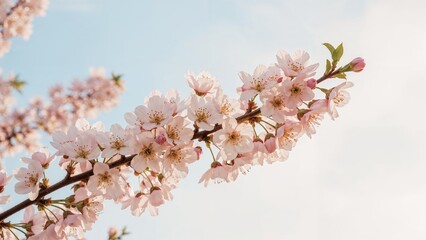Obraz premium Delicate Pink and White Blossoms on a Branch
