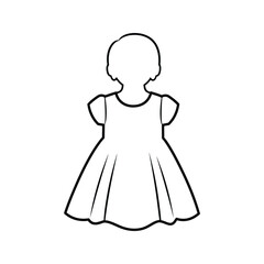 Little Girls Simple Sundress Outline  Fashion Design Template Coloring Page or Pattern
