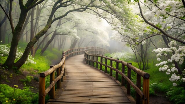 wooden bridge in the forest