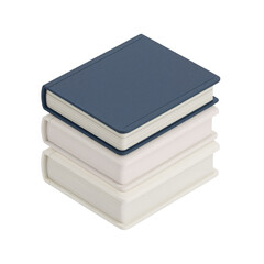 Stack of knowledge three-dimensional rendering with a solid blue book resting atop two plain white