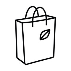 Shopping Eco Bag Outline Minimal Black Line Art Vector Illustration