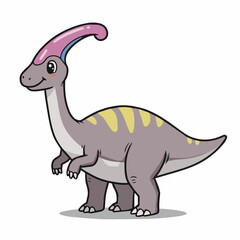 parasaurolophus cartoon  depicted in a cheerful and childish style  It is positioned in the center  at a slight angle  and facing the viewer  the ove 0Mf_traced