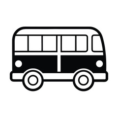 Travel Bus Outline Minimal Black Line Art Vector Illustration