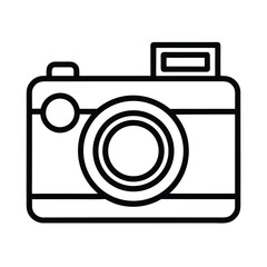 Tourist Camera Outline Minimal Black Line Art Vector Illustration