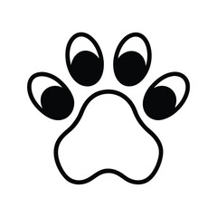 Wildlife Paw Print Outline Minimal Black Line Art Vector Illustration