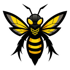 Cybernetic Bee Illustration with Glowing Wings and Bold Black-Yellow Vector Style