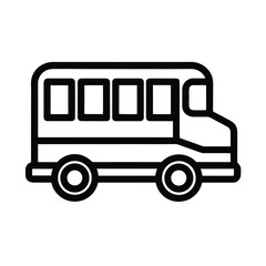 School Bus Outlined Icon Vector Illustration