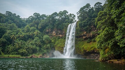 Fototapeta premium Cascading waters in a lush green setting