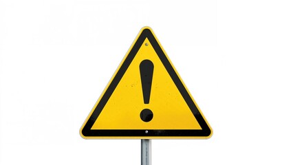 Warning indicator showing an exclamation mark set on a white surface