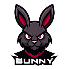 Fierce Bunny Mascot with Heavy Shadows and Integrated Typography