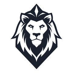 Sharp Lion Head in Diamond Frame with Clean Typography and White Accents