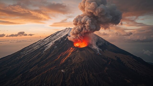 Volcanic eruption captured in Mediterranean region