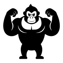 Cartoon Strongman Gorilla with Black-and-White Punchy Design