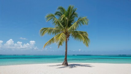 Lush palm trees with long leaves dancing in the soft breeze. Soft white sand touching the sparkling azure sea. Discover your tropical retreat.